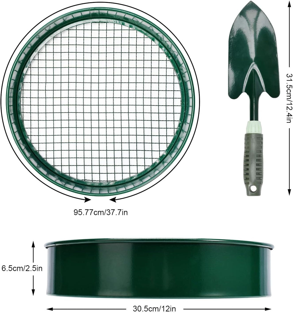 Garden sieve, soil sieve with interchangeable mesh sizes 3, 6, 9 and 12 mm, perfect garden tool for sifting soil, stones and compost.
