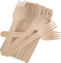 100 PCS Disposable Wooden Forks, 6.7 Inch, Polished Wooden Cutlery, Eco-Friendly, Biodegradable, Perfect for Parties, Weddings, Camping, Dinner Events