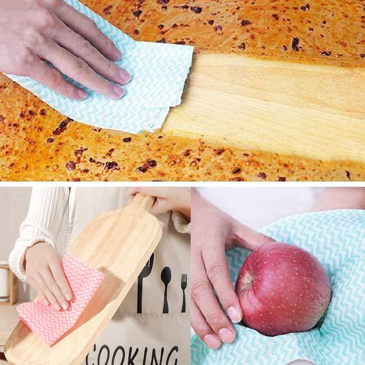 Disposable Cleaning Towel (4 Rolls /200pcs) Reusable Cleaning Wipe, Dish Towels Dish Rags Reusable Quick-Dry