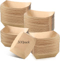 300 Pack 2 lb Paper Food Boats Trays, Heavy Duty, Oil Resistant Disposable Boat for Foods, Hot Dogs, Snacks Meals Leak Proof Kraft Serving Party Picnic Camping Wedding -