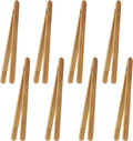 7 Inch Bamboo Kitchen Utensil Tongs, Reusable Bamboo Toast Tongs for Toast, Kimchi, Fruit and Tea, 8 Pcs.