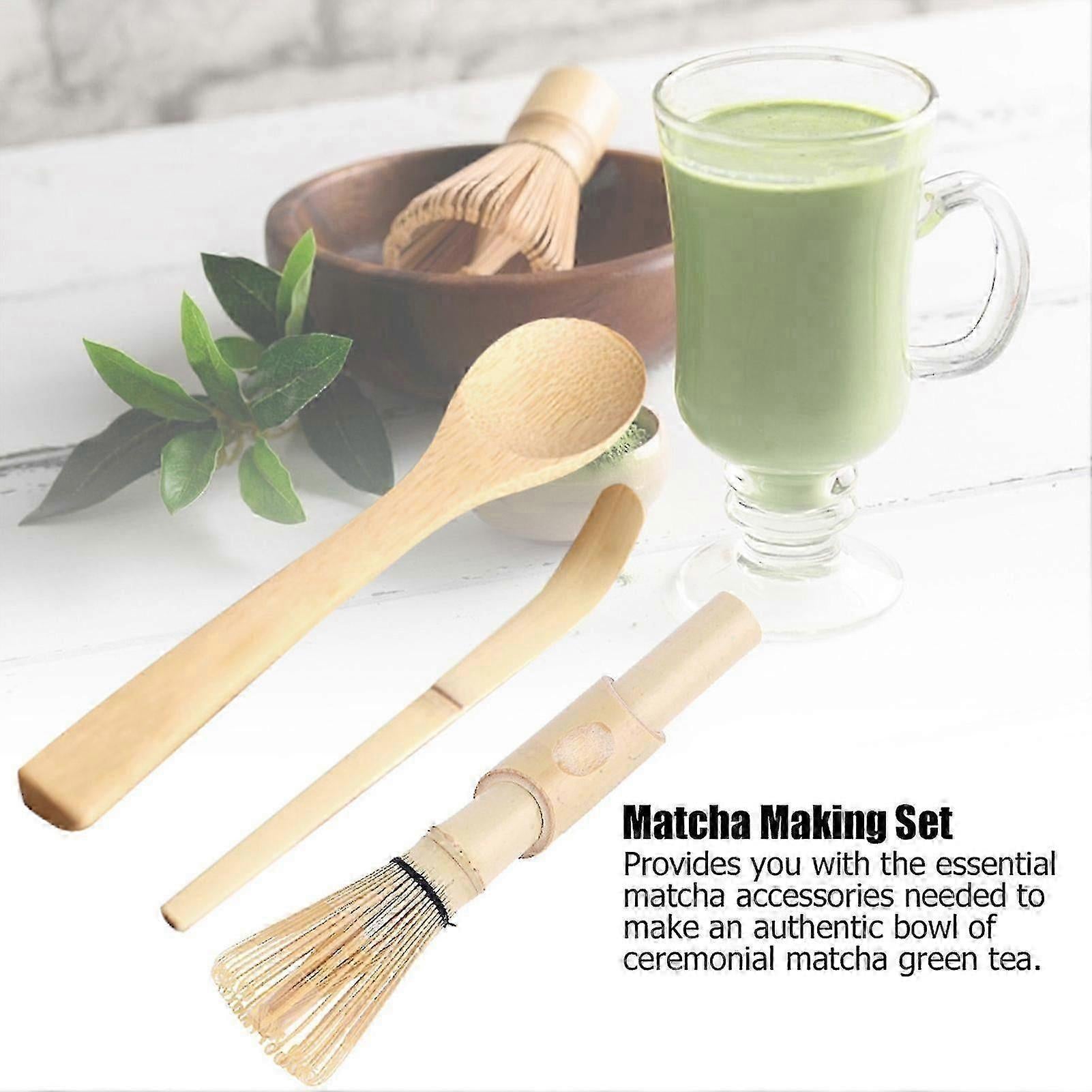 3pcs Bamboo Matcha Making Set - Whisk, Hooked Bamboo Scoop, Chashaku, Teaspoon