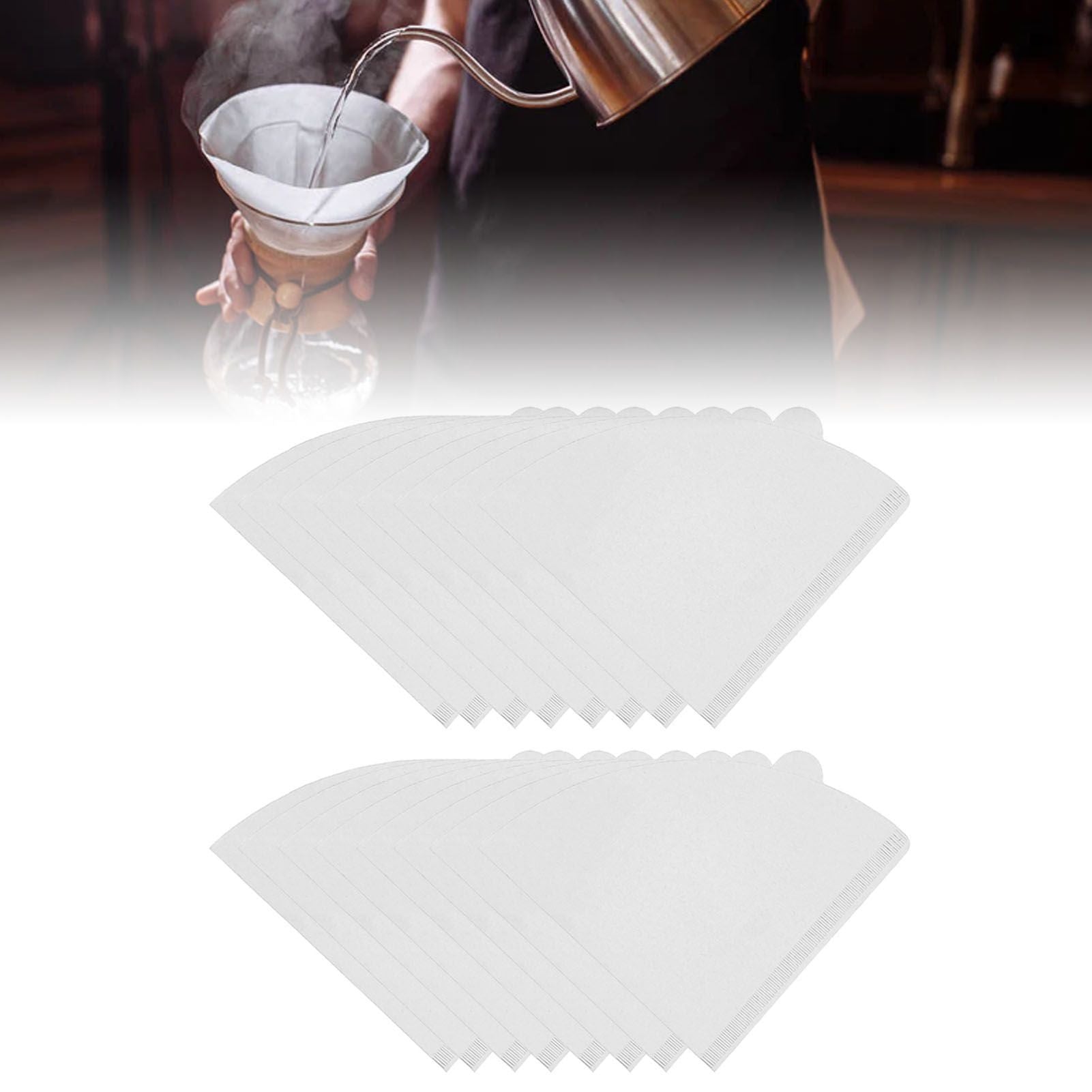 100 Pieces Filter Cone Coffee Filters 2 to 4 Cup Natural Disposable Coffee Filter Paper for Home Cafe
