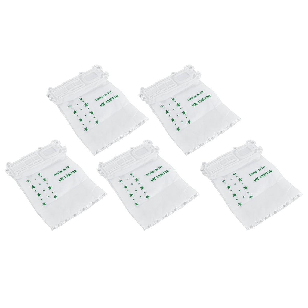 5PCS Vacuum Cleaner Dust Bag Nonwoven Vacuum Cleaner Garbage Bag for VORWERK VK135 VK136