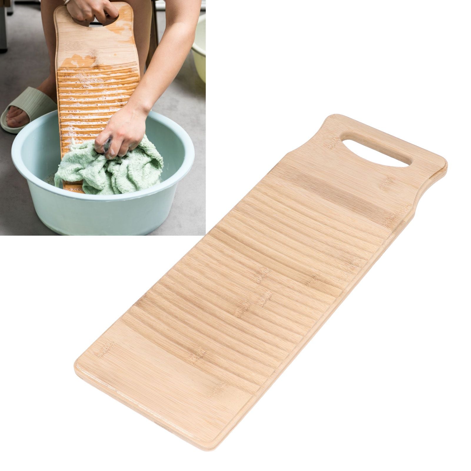 Bamboo Washboard Wooden Color Approx 19.7in Long Thickened Natural Bamboo Wear Resistant Sturdy Durable Wash Board