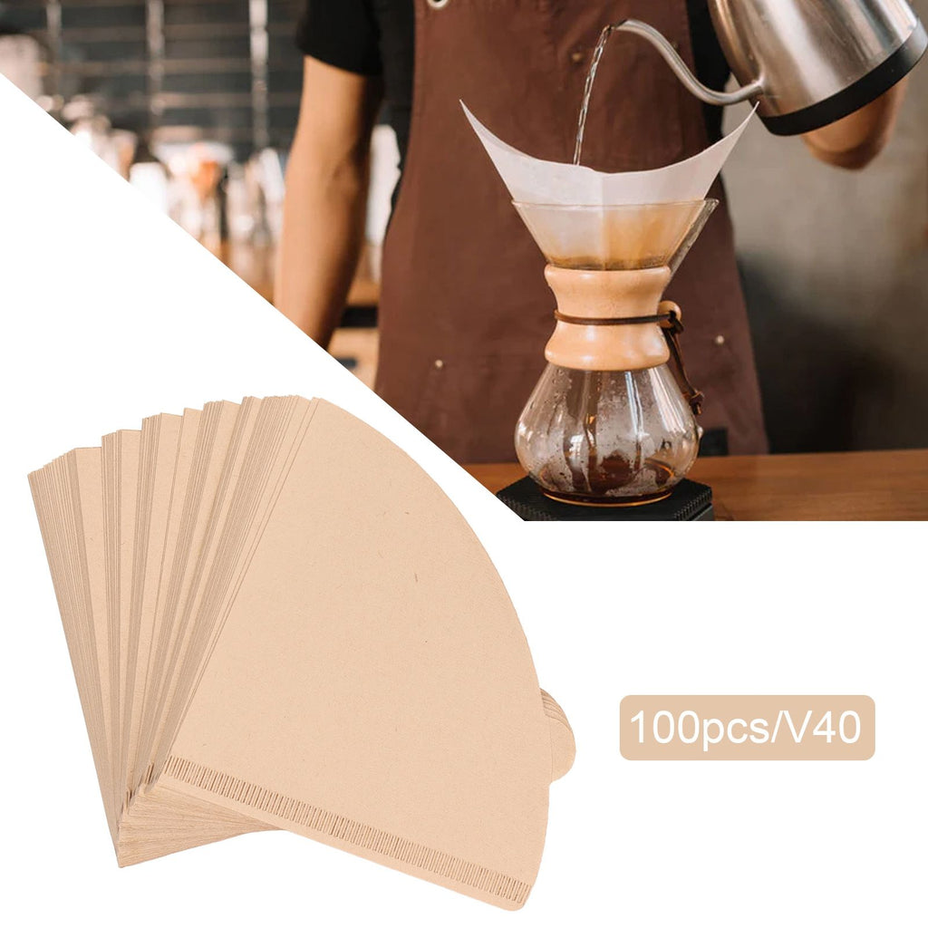 100PCS Coffee Filter Paper Cone Shaped Disposable Coffee Strainer Paper Natural Filter Paper AccessoryV40 10.5x10x2.3 cm / 4.1x3.9x0.9 In