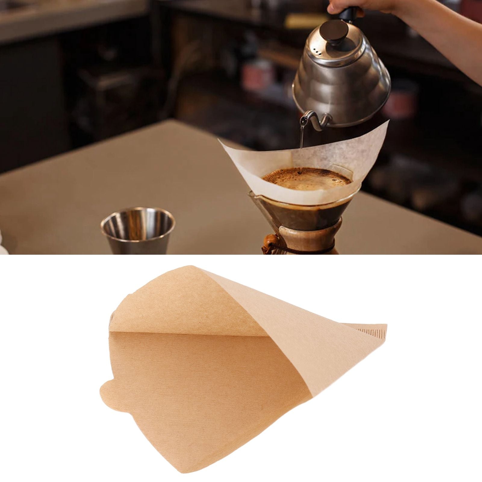 100PCS Coffee Filter Paper Cone Shaped Disposable Coffee Strainer Paper Natural Filter Paper AccessoryV40 10.5x10x2.3 cm / 4.1x3.9x0.9 In