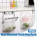 Wall Hanging Garbage Bag Shelf Hook Kitchen Storage Plastic Bag Hanger Rack Trash Bin