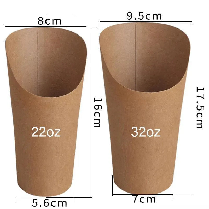 French Fries Holder Kraft Paper Cups Holder Disposable Paper Cups - 12OZ