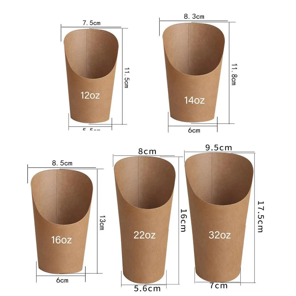 French Fries Holder Kraft Paper Cups Holder Disposable Paper Cups - 22OZ