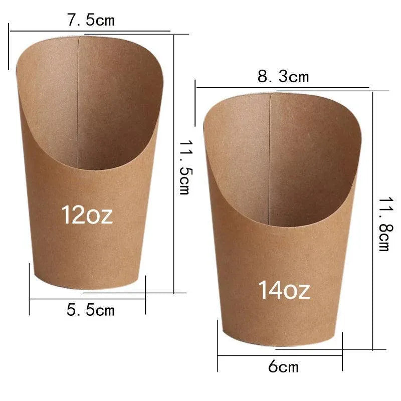 French Fries Holder Kraft Paper Cups Holder Disposable Paper Cups - 32OZ