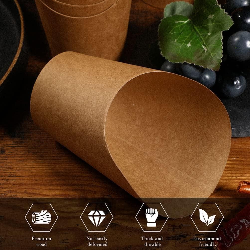 French Fries Holder Kraft Paper Cups Holder Disposable Paper Cups - 32OZ