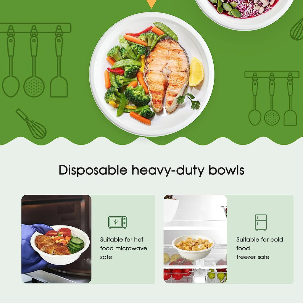 Compostable Bagasse Bowls 450ml (Bulk, 600 Pack)