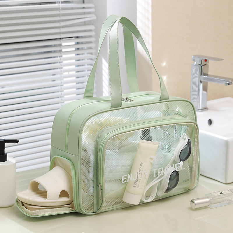 Waterproof beach bag with wet and dry separation, gym and swim storage bag, toiletries and cosmetic bag for swimsuits and goggles (Gray has shoe compartment)