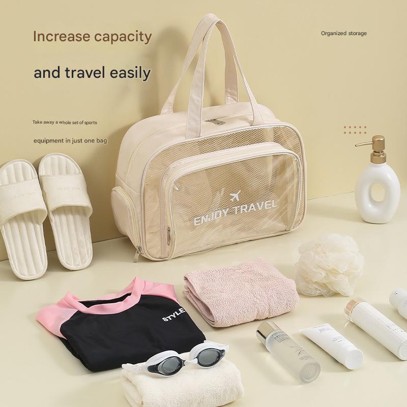 Waterproof beach bag with wet and dry separation, gym and swim storage bag, toiletries and cosmetic bag for swimsuits and goggles (Gray has shoe compartment)