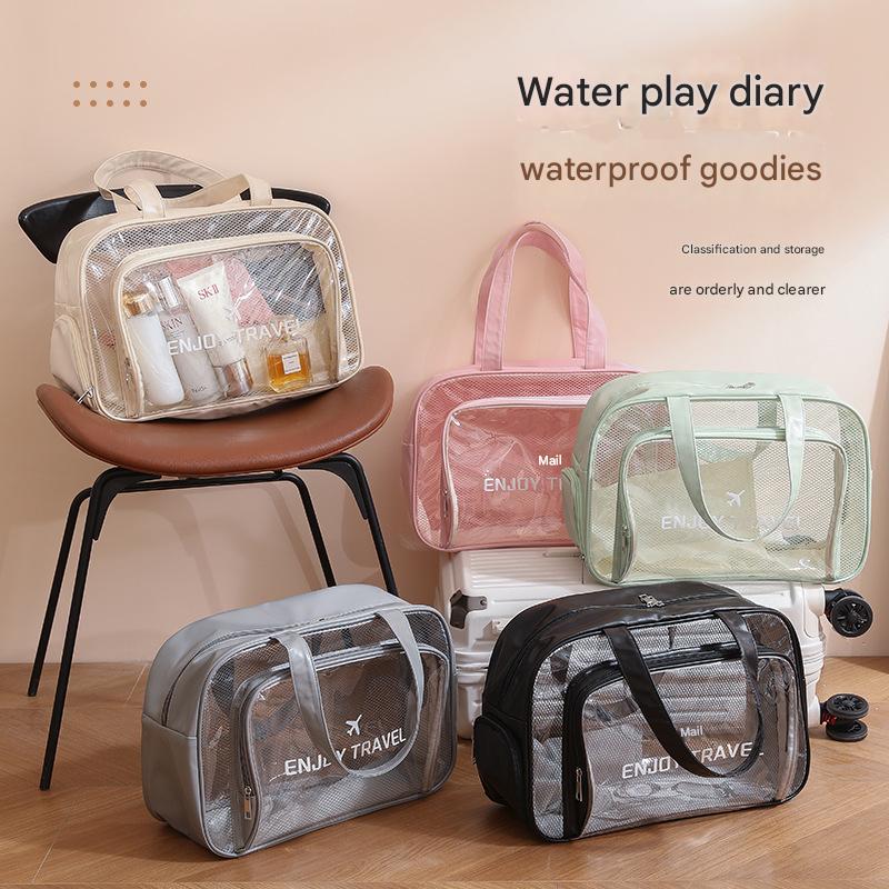 Waterproof beach bag with wet and dry separation, gym and swim storage bag, toiletries and cosmetic bag for swimsuits and goggles (Black has shoe compartment)