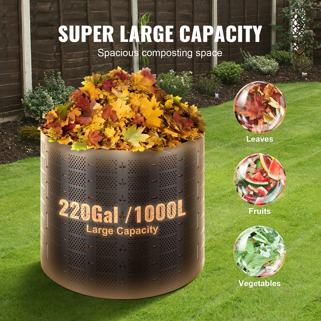 Compost Bin 1000 L, Outdoor Expandable Composter, Easy to Setup & Large Capacity Composting Bin, Fast Creation of Fertile Soil