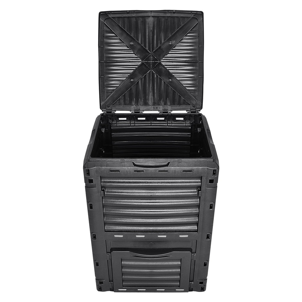 Garden Compost Bin 300 L, BPA Free Composter, Large Capacity Outdoor Composting Bin with Top Lid and Bottom Door, Easy Assembling, Lightweight, Fast Creation of Fertile Soil
